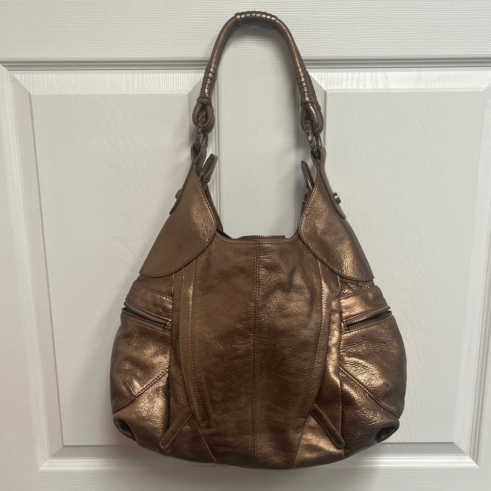 Over the shoulder Handbag by K-Dash, Gold, warm tone, lots of zip pockets